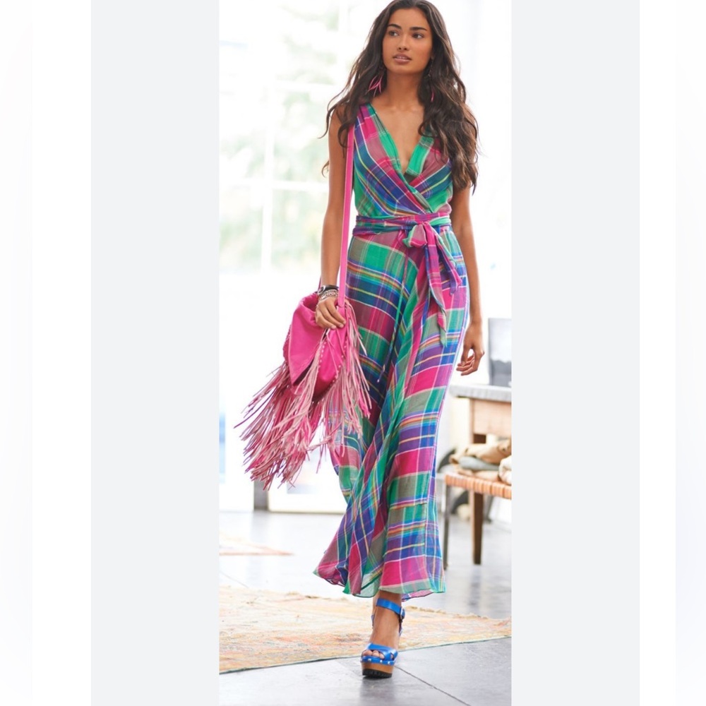 Ralph Lauren Multicolor Plaid Maxi Dress